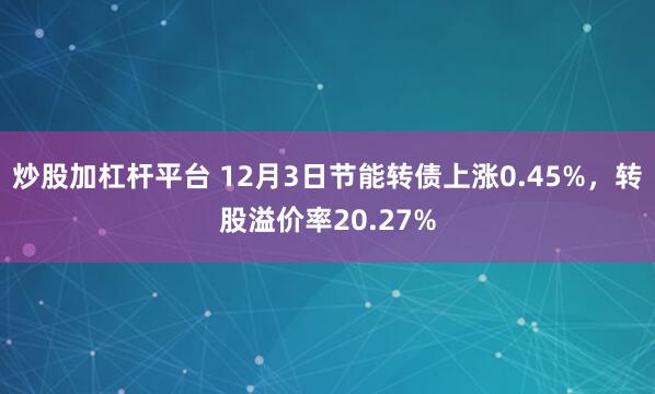 炒股加杠杆平台 12月3日节能转债上涨0.45%，转股溢价率20.27%