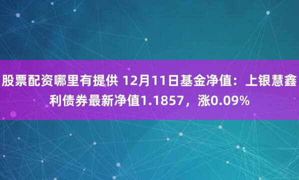 股票配资哪里有提供 12月11日基金净值：上银慧鑫利债券最新净值1.1857，涨0.09%