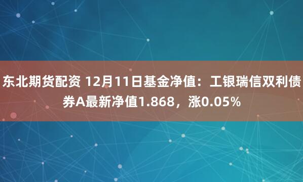 东北期货配资 12月11日基金净值：工银瑞信双利债券A最新净值1.868，涨0.05%