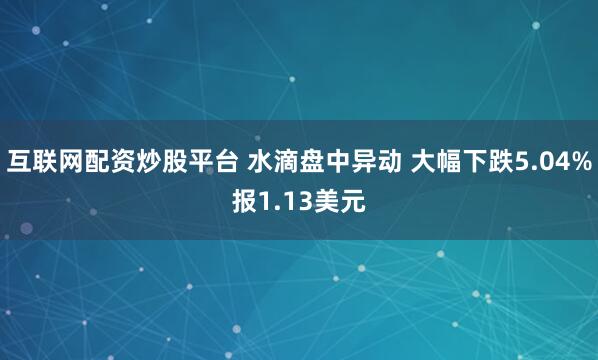 互联网配资炒股平台 水滴盘中异动 大幅下跌5.04%报1.13美元