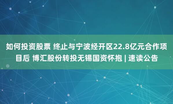 如何投资股票 终止与宁波经开区22.8亿元合作项目后 博汇股份转投无锡国资怀抱 | 速读公告