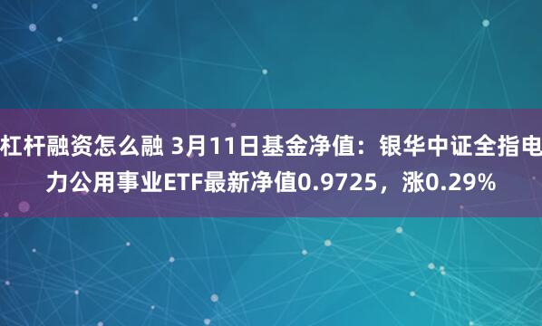 杠杆融资怎么融 3月11日基金净值：银华中证全指电力公用事业ETF最新净值0.9725，涨0.29%